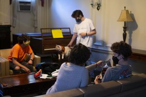 Some students relax in one of Fickes’ common areas. Credit: Lilly Kubit