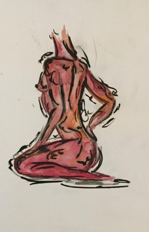 “Female Form” 
(watercolor and acrylic paint)