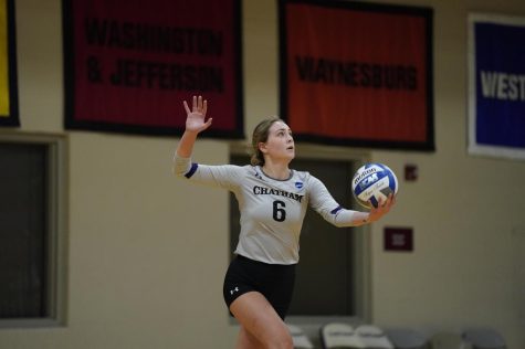 Emily Richie 22 plays for the womens volleyball team as an outside hitter. Photo Credit: Chatham Athletics