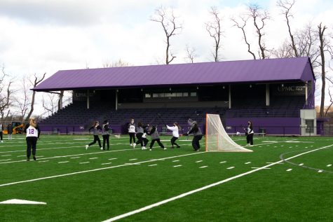 Womens lacrosse practicing at Graham Field. Photo Credit: Lilly Kubit