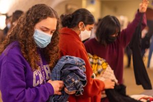 Students browse at the Sustainable Fashion Fair in Mellon Board Room on March 25, 2022. Photo Credit: Lilly Kubit
