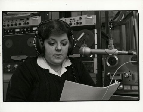 Chatham student Joanna Ferrara 83 working as an intern at Golden Triangle Radio Information Center in 1981.
Photo source: Chatham University Archives
