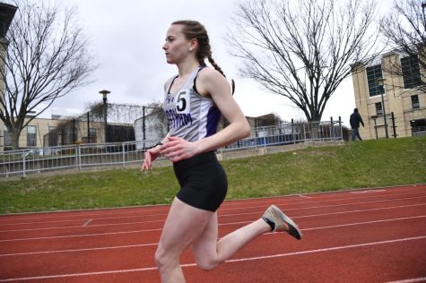 Tressa Coon 22 runs for Chatham outdoor track and field. Photo Credit: Chatham Athletics