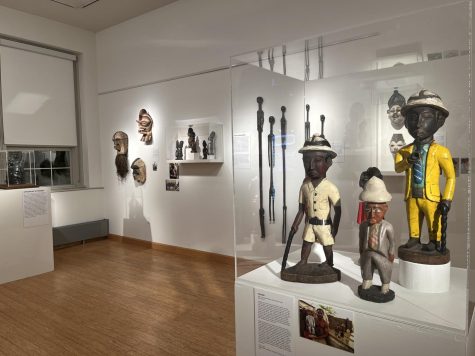 A collection of African figures and masks in the exhibit on Tuesday, Feb. 14. Photo credit: Megan Poff