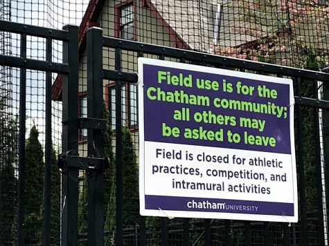 Sign at the entrance to the practice field at Chathams Shadyside Campus. Photo Credit: Joseph Small