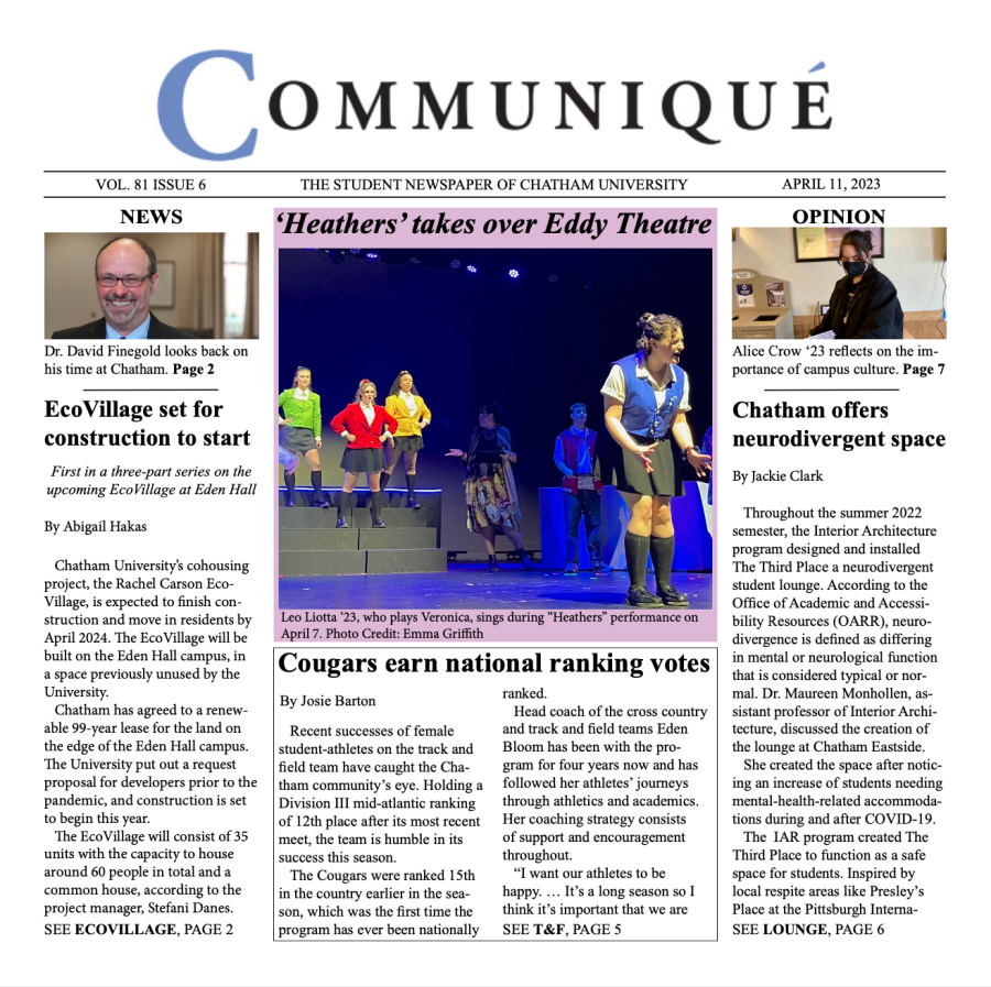 Front page of Chatham Communiqué Volume 81 Issue 6.