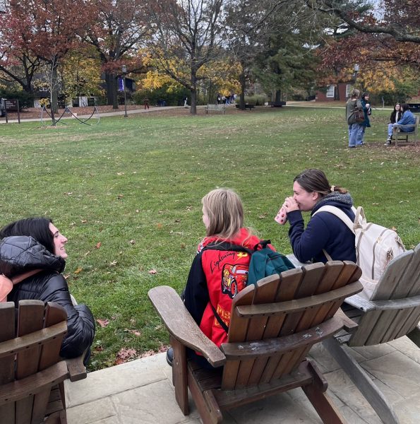 Chatham Universitys close-knit quality is displayed by students on the Shadyside quad.