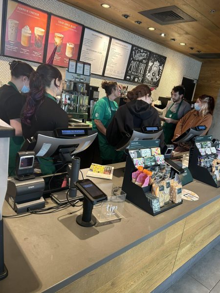 Starbucks workers conduct a march on the boss to address concerns, including understaffing, on Oct. 31, 2023. Photo courtesy of Starbucks Workers United.