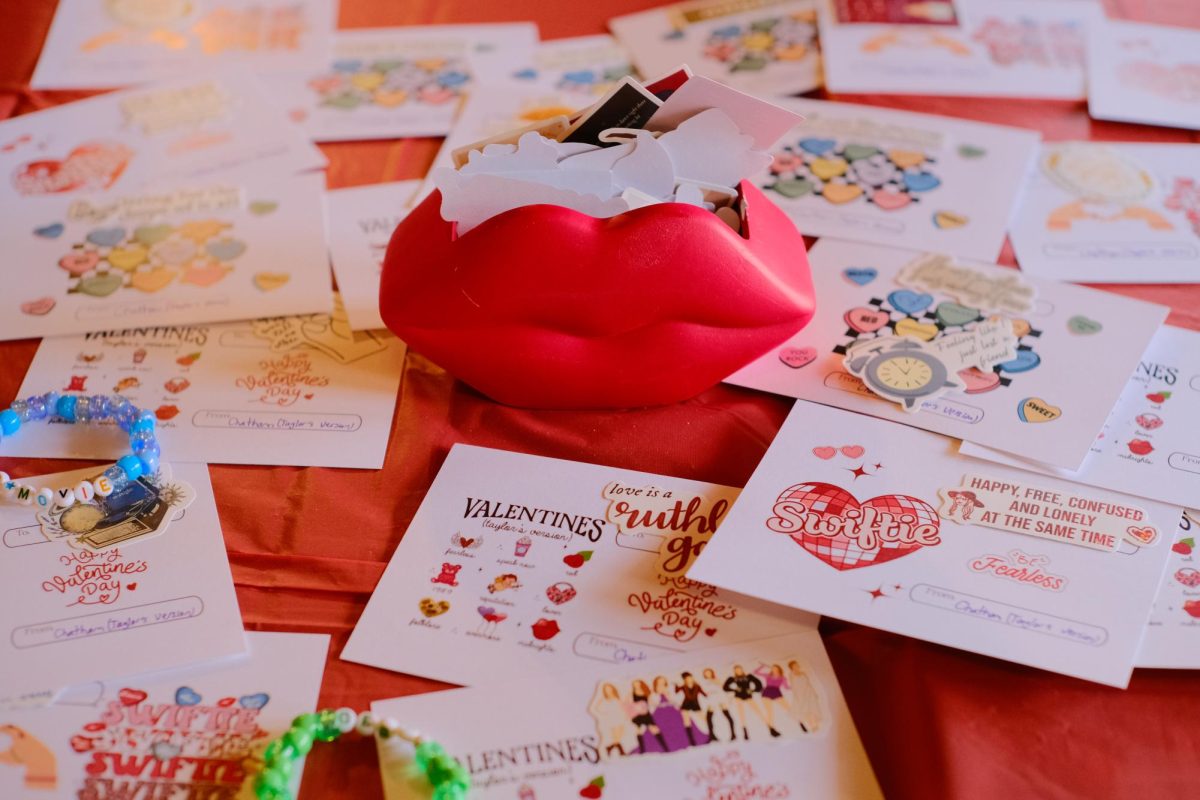 Valentines Day cards on table at the Carriage House. 