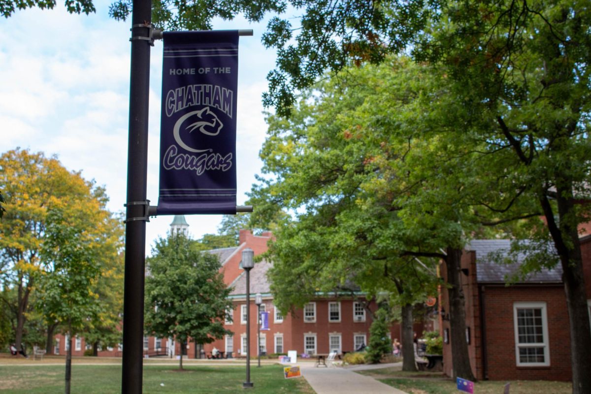 Chatham cougars banner displayed on the Shadyside quad.