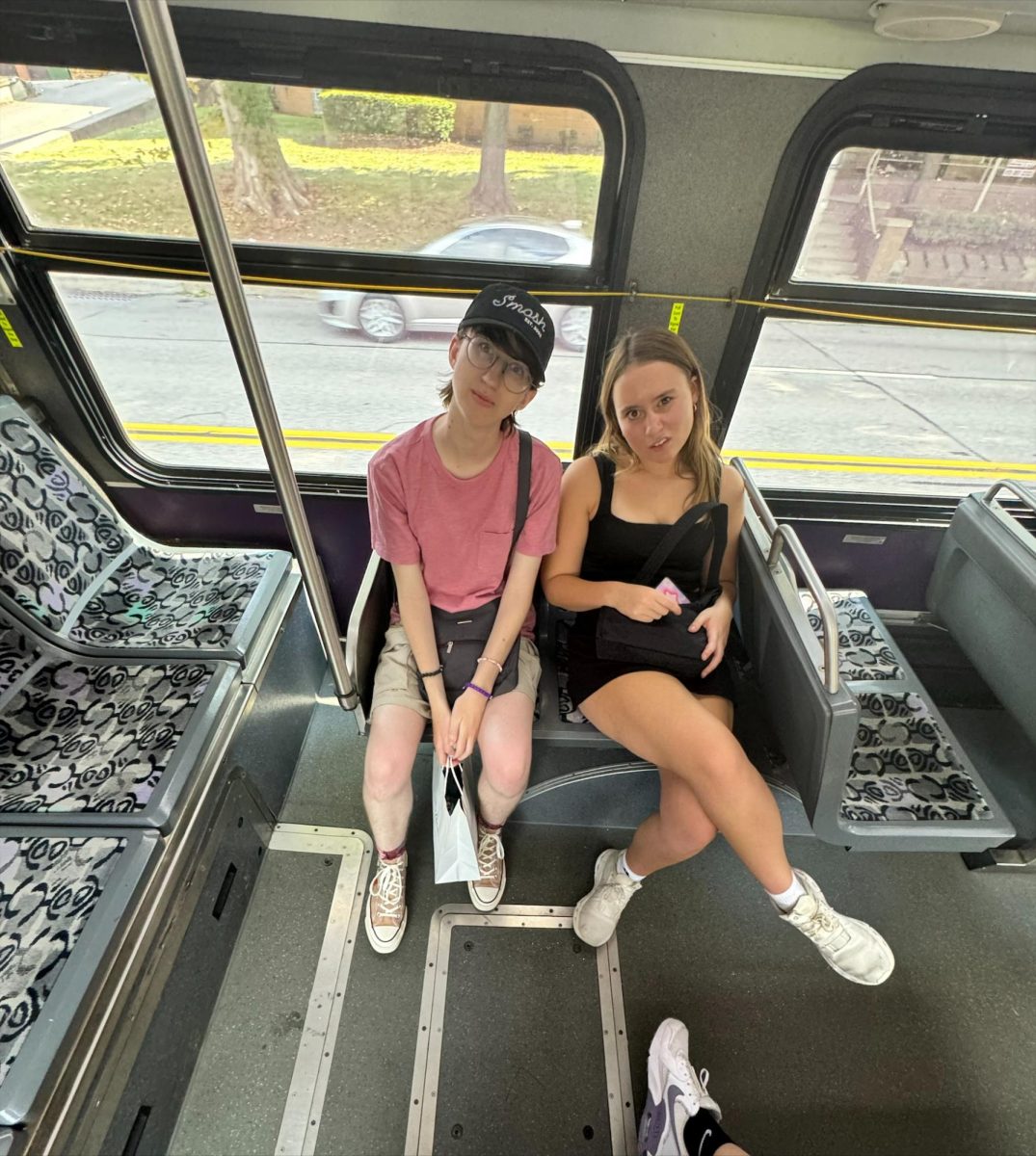 Weller ‘28 and Johnson ‘28 try out riding Pittsburgh Regional Transit
together. 