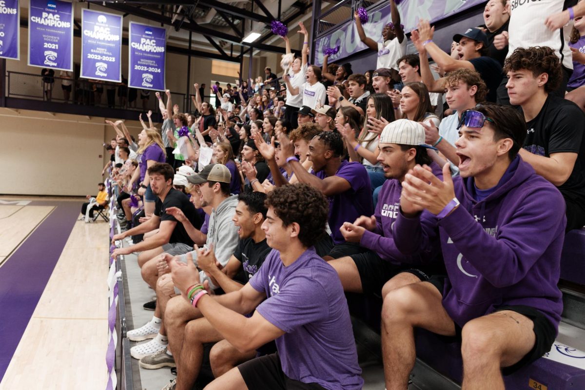 Chatham students cheer on the women’s volleyball team.