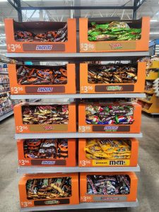 Halloween candy display.