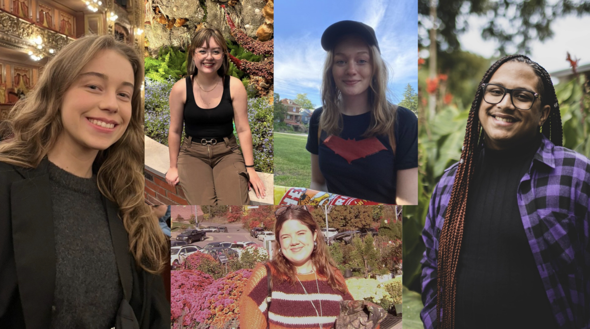 From left: Martina Schmitt '28, Morgan Rapsky '26, Sophia Canteroll '27, Jenna Fetherolf '26 and Dom Randall '27. Collage by Ava Daugherty. Photos courtesy of Madison Stokes.