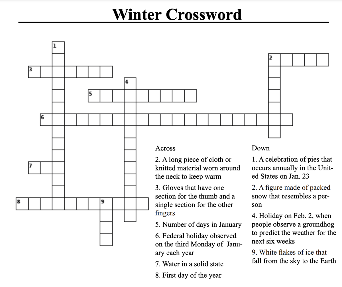 Winter crossword 