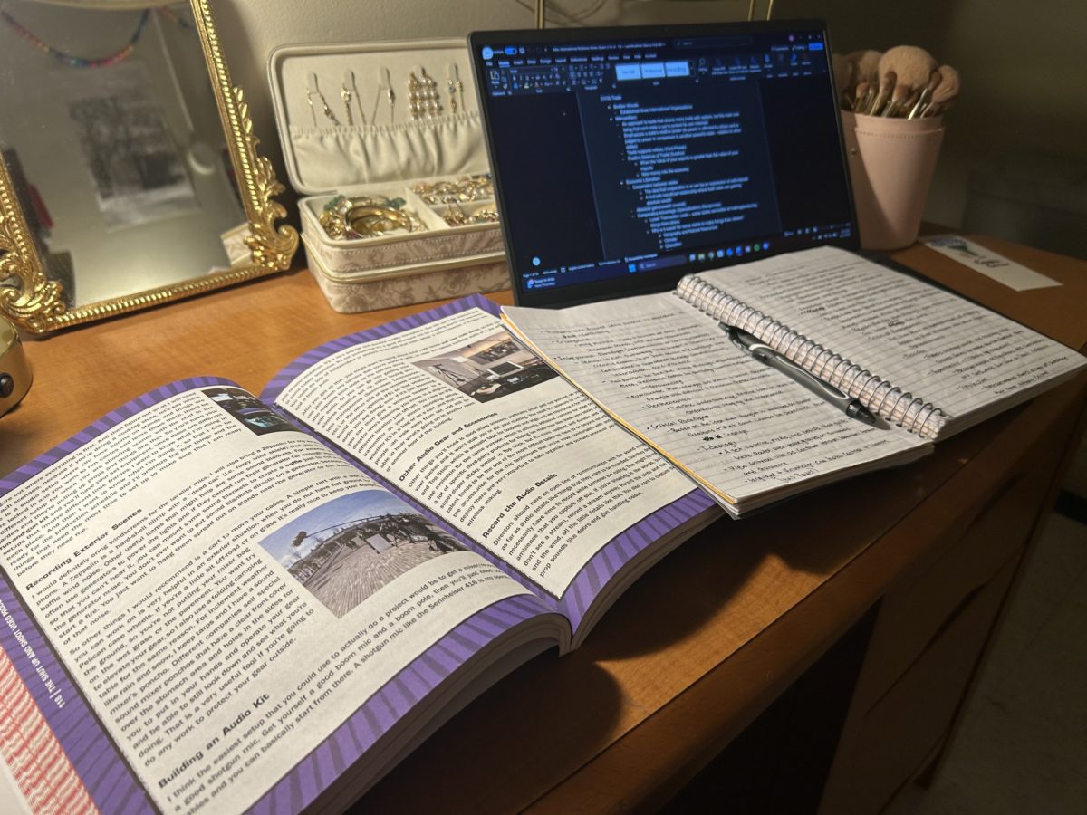 Chatham student studying on the Sunday night before finals week.