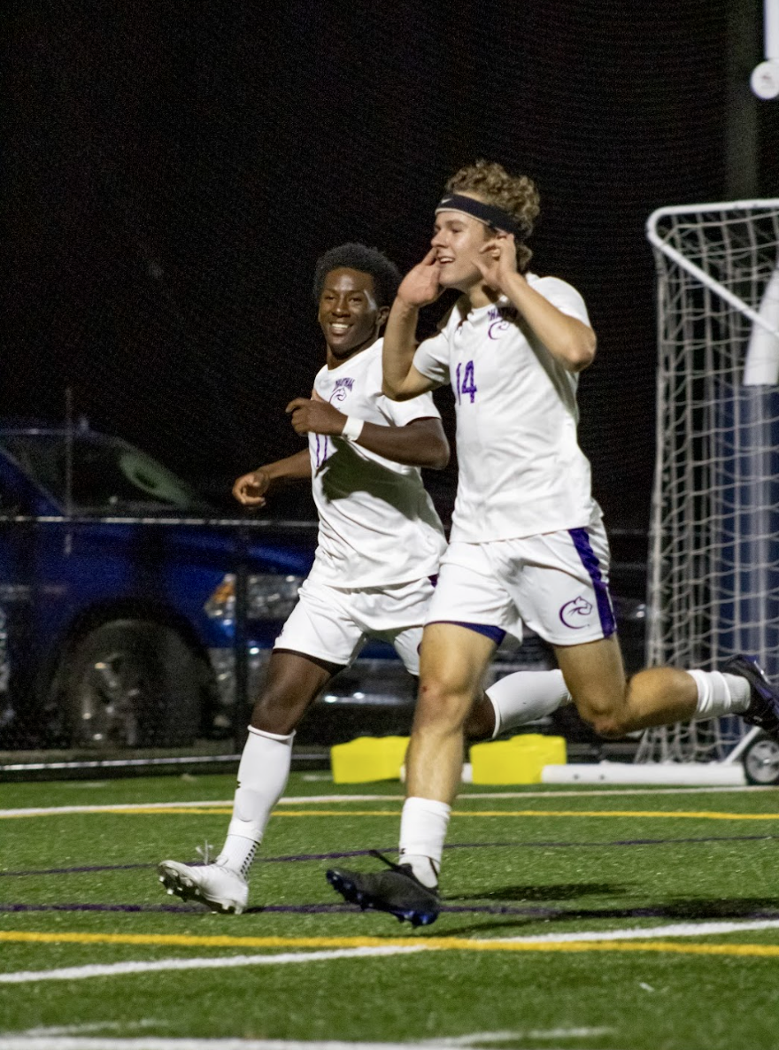 Bennett Haas ‘28, right, celebrates with Josiah Lewis ‘29.
